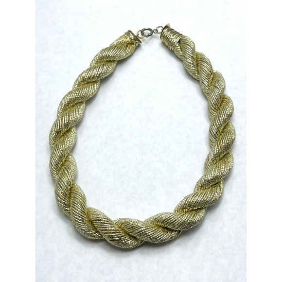 Vintage Gold Metallic Rope Choker Necklace - Picture 3 of 4